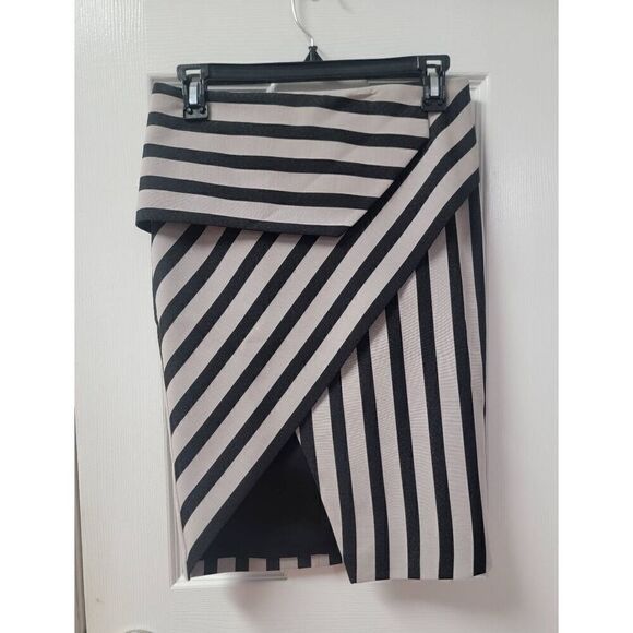 Mason Asymmetrical Striped Peplum Skirt 0 - Picture 3 of 9